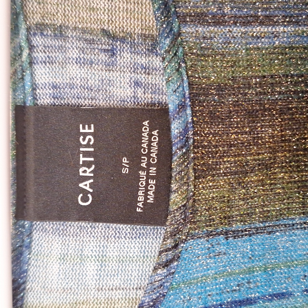 Cartise women's made in canada metallic stripe bell sleeve blouse size small - Picture 2 of 7